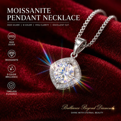 18K Gold Plated 1.0ct VVS1 D Color With Certificate Moissanite Necklace S925 Sterling Sliver Fine Jewelry for Woman Jewelry Gift