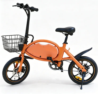 HEZZO T8pro Foldable Electric Bike for Adults 48V 500W Peak 750W Brushless Motor 16Inch Carbon Steel E-Bike 10.4Ah Lithium Battery 16Mph 22Mph Range Dual Disc Brakes LED Headlight Commuter Folding Hybrid Bike With Basket