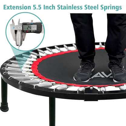 Sweetest Day Health & Wellness Gift RAVS 40" Foldable Fitness Trampoline, Mini Rebounder Trampoline with  Adjustable Handrail, Indoor & Outdoor Home Workout Jumping Trampoline for Whole Family