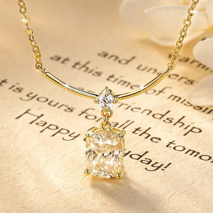 OXTAO Certified  7x9mm Moissanite Pendant Necklace 3mm D VVS1 for Women Sweet Smile Necklace Wedding Jewelry 14K Gold Filled