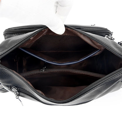 Many Pockets Women Leather Top-handle Bag Luxury Designer Female Shoulder Messenger Shopper Bags Brand Ladies Crossbody Handbags