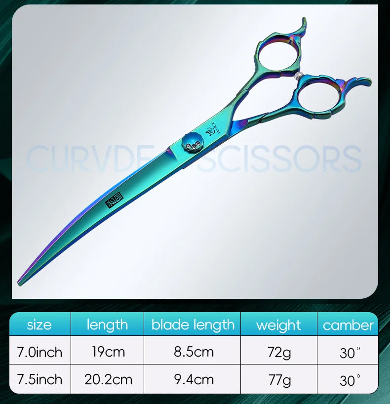 Fenice JP440C 7/7.5 Inch Professional Pet Dogs Grooming Scissors Kits Straight Curved Thinnier Chunker Shears Set For Dogs