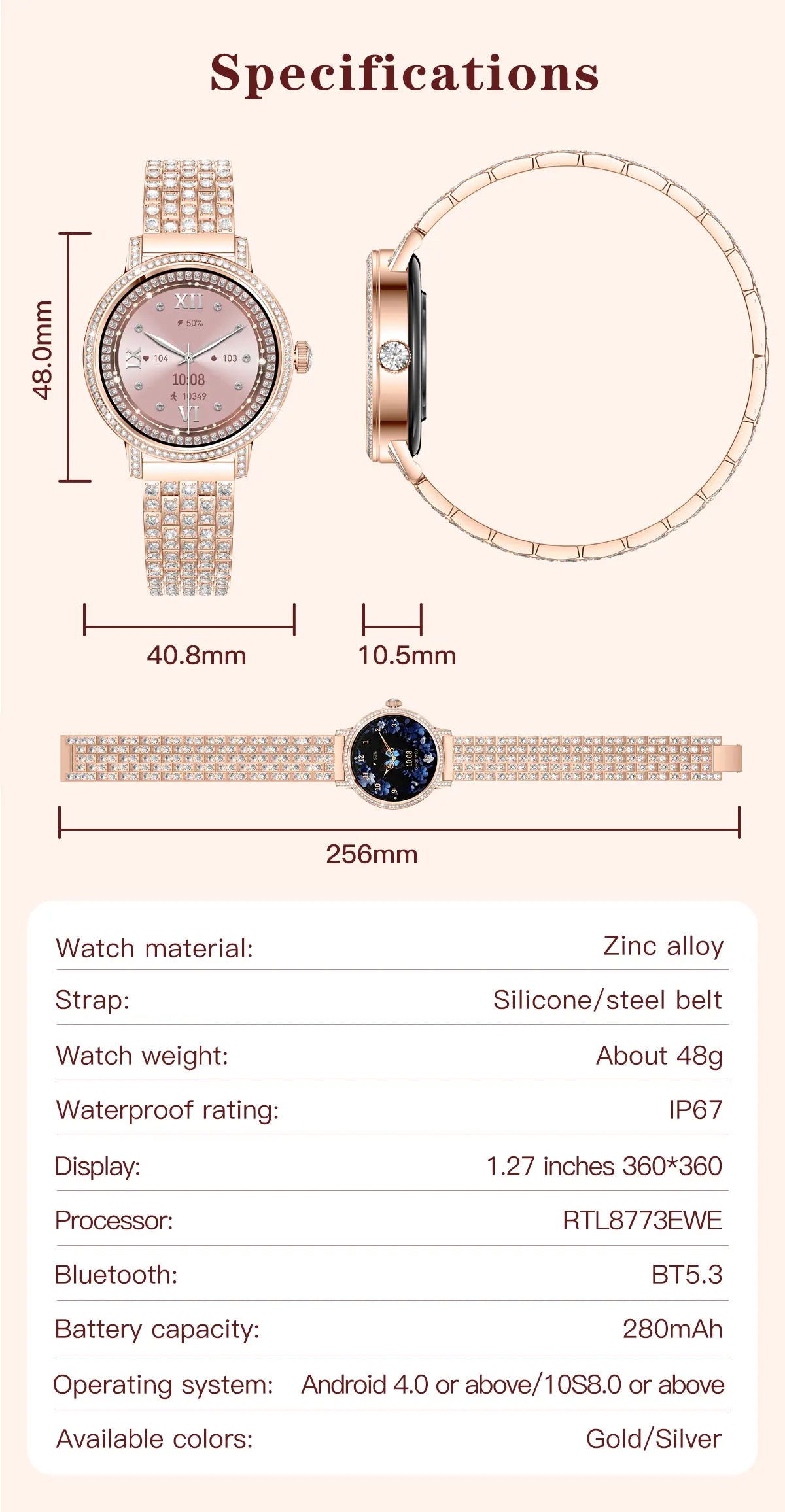 Luxury Bluetooth Call Smartwatch Women's Smart Watch Clock Ladies Gift Fitness Tracker Wrist Watches for Woman Android iOS 2026