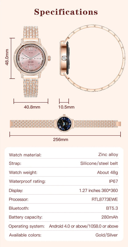 Luxury Bluetooth Call Smartwatch Women's Smart Watch Clock Ladies Gift Fitness Tracker Wrist Watches for Woman Android iOS 2026