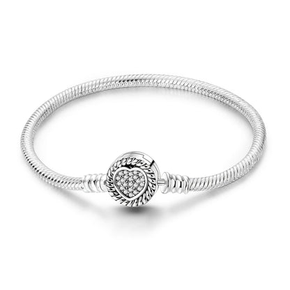 925 Sterling Silver Heart Love Snake Chain Bracelet Infinite Knot Butterfly For Women Fit Original Charms Beads Jewelry Gift