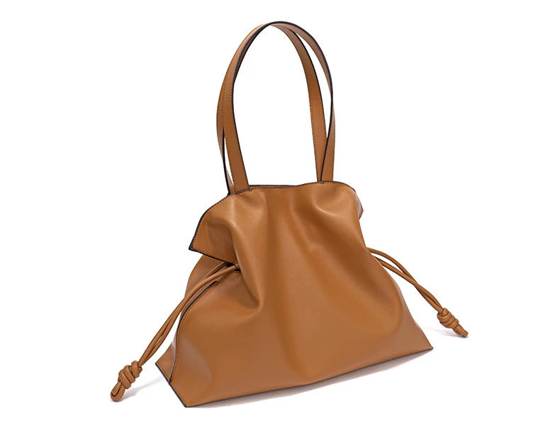 100% Genuine Leather Extra Large Shoulder Bags Women Handbag Bucket Bag Fashion Luxury Designer String Tote Tassel Clutch Bolsas