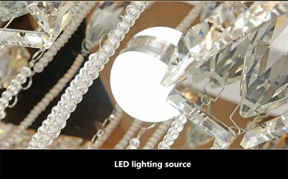 LED Modern Crystal Stainless Steel Round Dimmable RGB Chandelier Lighting Lamparas De Techo For Foyer Living Room Bedroom