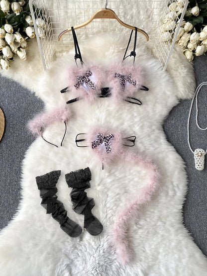 Coquette Lace Lingerie Set Sexy Mesh Bodysuit Valentines Day Sleepwear Gothic Strappy Catsuit Intimate Nightwear Romper