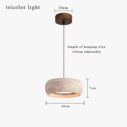7.8in Modern Pendant Light Adjustable Pendant Lights With Yellow Travertine Lampshade LED 18W 3 Color Dining Room Bedroom