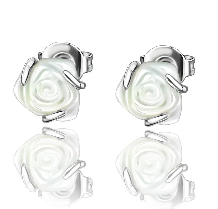 Original 925 Sterling Silver Luxury Bow Flower Shaped Clover Rose Pendant Earrings Elegant Mature Women Delicate Jewelry Gift
