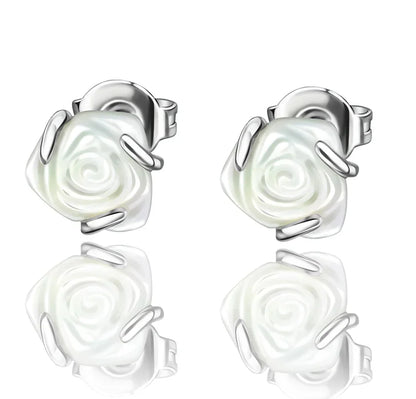 Original 925 Sterling Silver Luxury Bow Flower Shaped Clover Rose Pendant Earrings Elegant Mature Women Delicate Jewelry Gift
