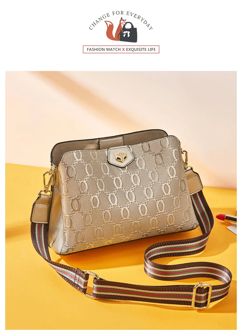 FOXER Cowhide Leather Women's Shoulder Bag Light Luxury Ladies Tote Bag Elegant Female Crossbody Bag Daily Commute Purse