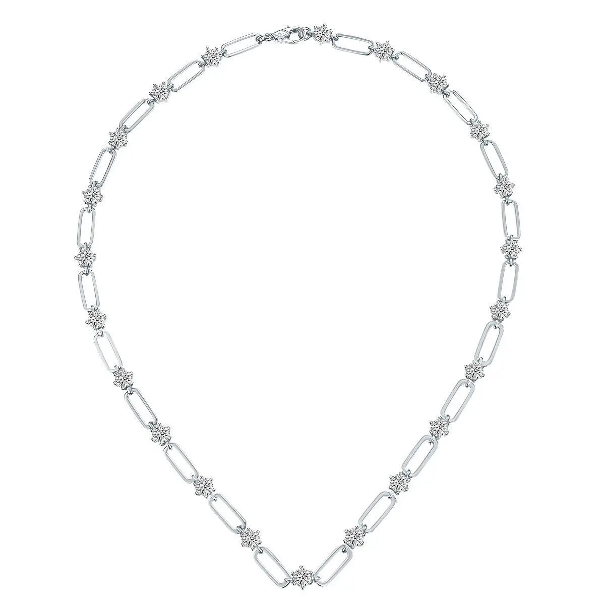 Butterflykiss Full Moissanite 4.5mm Diamond Necklace Bracelet For Women S925 Sterling Silver Paperclip Engagement Jewelry Gift