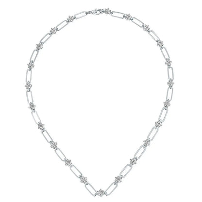 Butterflykiss Full Moissanite 4.5mm Diamond Necklace Bracelet For Women S925 Sterling Silver Paperclip Engagement Jewelry Gift