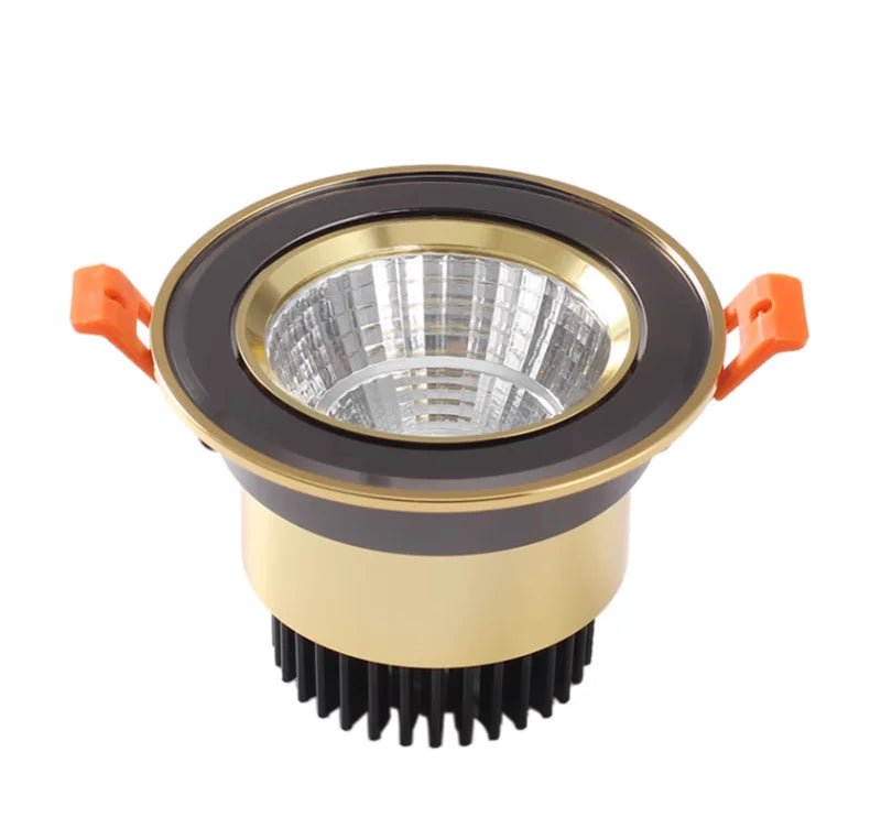 Gold Electroplating Ultra-High Quality Recessed LED Downlights Dimmable 7W9W12W15W COB Ceiling Spotlights AC90~260V For Home Use