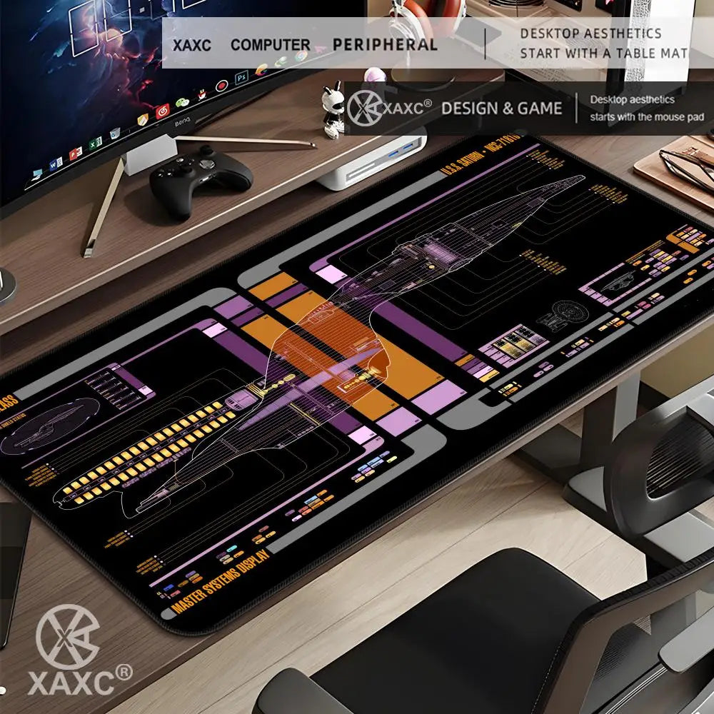 Black S-Stars T-Treks Mouse Pad Large Keyboard Mouse Desk Pad XXL Non-Slip Rubber Gaming Mouse Pad Laptop Mouse Carpet XAXC