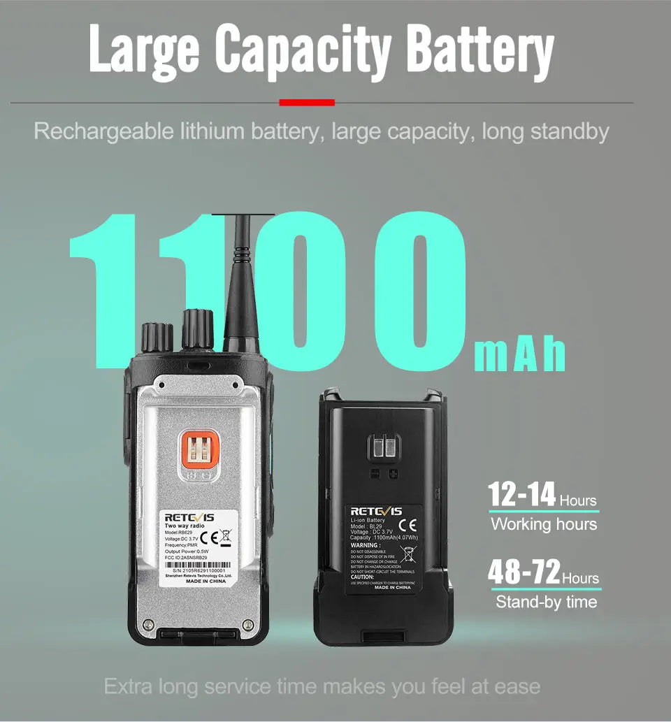 Retevis RB629 Walkie-talkies 2pcs PMR446 Long Range Lincense-free Portable Two-way Radio for Business Hotel Factory Hunting