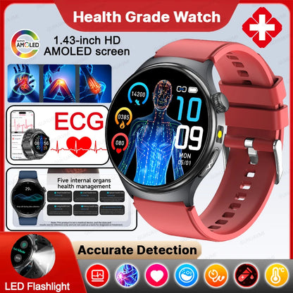 New Upgraded Heart Health Check Smart Watch Uric Acid Five Organ Examination Blood Pressure BT Call ECG smart watches Man 2026