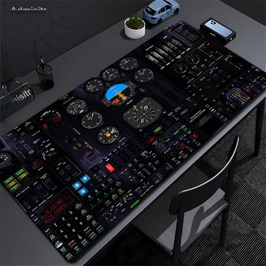 Airplane Dashboard Mouse Pad Large Rubber Base Anti-slip PC Desk Accessories Mousepad for Office & Gamer Keyboard Mats Decor Mat