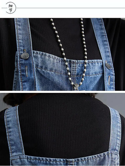 Summer Denim Straps Shorts Jeans Overalls Women Korean Wide Leg Jumpsuits Female Suspender Rompers Casual Conjoined Fifth Pants