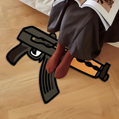 VIKAMA Creative Gun-Shaped Rug Trendy Home Decor Entrance Living Room Rug Playful Theme Decor for Bedrooms Study