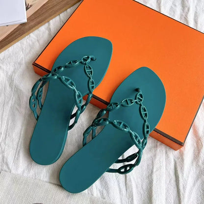 2026 Women's Summer Flip-flops Are Wearing Genuine Leather Flat Half Flip-flops with Soft Soles for The Seaside and Beach
