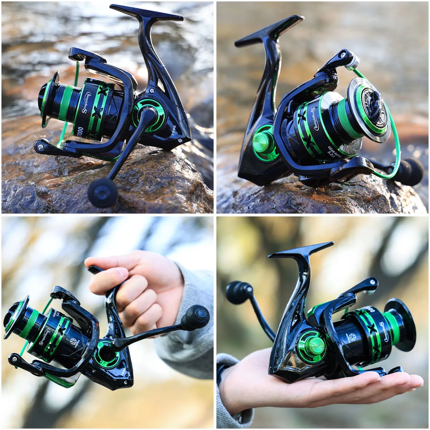 Sougayilang Spinning Fishing Reel 1000-7000 Series 5.2:1 Gear Ratio Aluminum Spool Ultra Smooth Reel Max Drag 20kg Fishing Tool