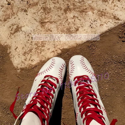 Baseball Sewing Design Stiletto Ankle Boots Women Round Toe Stylish White High Heel Boots Two Tone Splicing Cross Tied Shoes