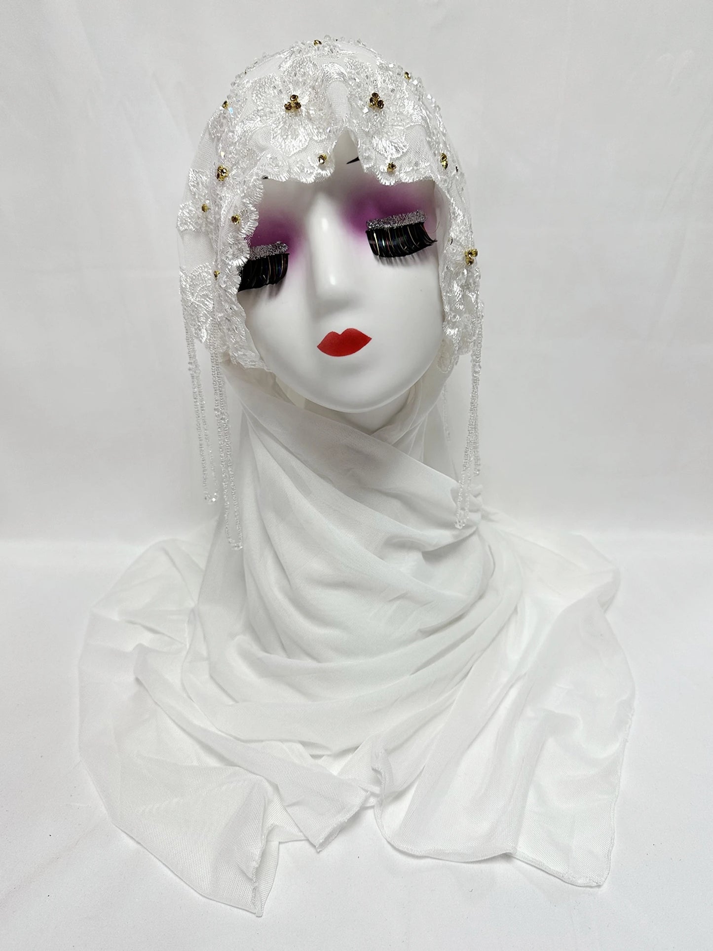 Hot Selling Luxury Design Handmade Beads Muslim Women Shawl Islamic Headtie Saudi Arabia Hijab Prayer Headwear for Women