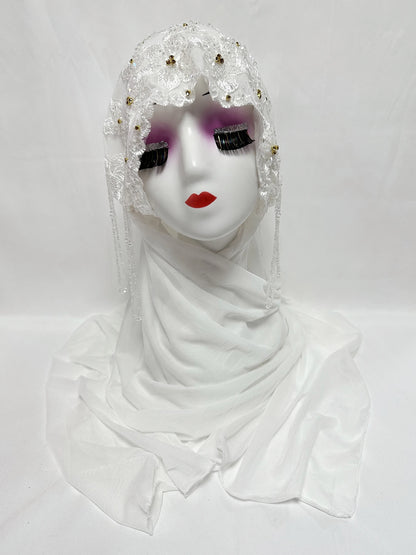 Hot Selling Luxury Design Handmade Beads Muslim Women Shawl Islamic Headtie Saudi Arabia Hijab Prayer Headwear for Women