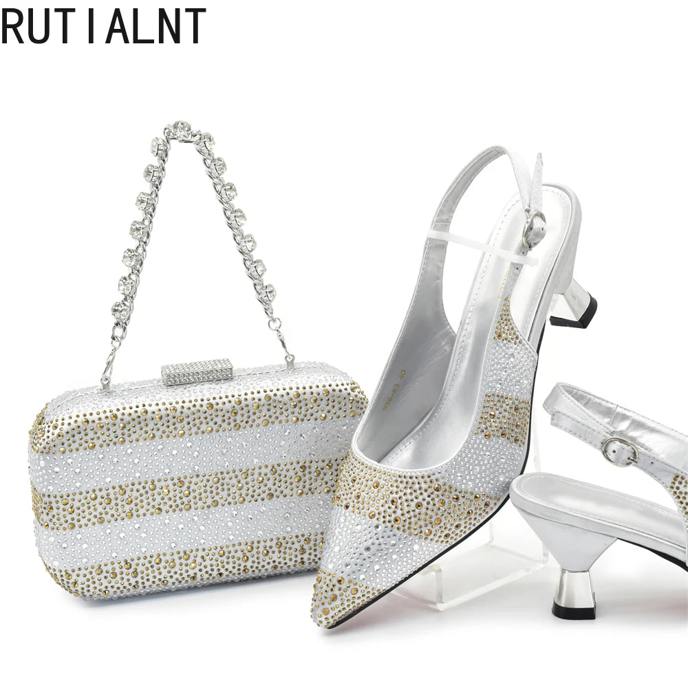 Designer Shoe and Bag Sets From Italy Original Italian Shoes and Bag Set for Women Wedding Shoes for Women Bride Party Pumps