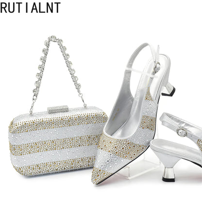 Designer Shoe and Bag Sets From Italy Original Italian Shoes and Bag Set for Women Wedding Shoes for Women Bride Party Pumps