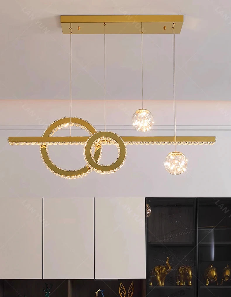 Modern home decoration salon lamps for living room smart crystal Pendant lights dining room indoor lighting