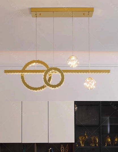 Modern home decoration salon lamps for living room smart crystal Pendant lights dining room indoor lighting