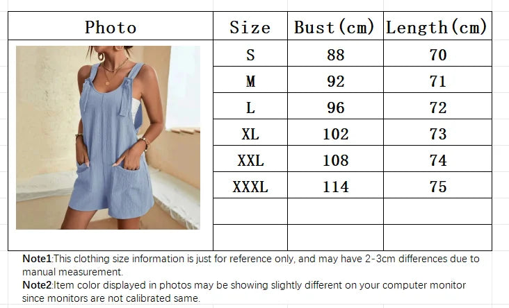 Women's Casual Summer Short Rompers Loose Overall Solid Sleeveless Lace up Wide Leg Pant Tie Knot Strap Jumpsuits with Pockets