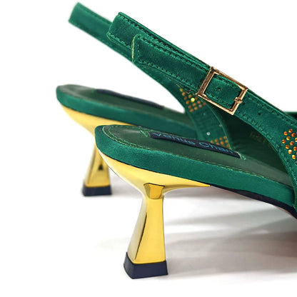 Venus Chan 2026 Italian Luxury Rhinestone Wine Pointed Toe High Heels with Matching Bag Set – Ideal for Parties and Special