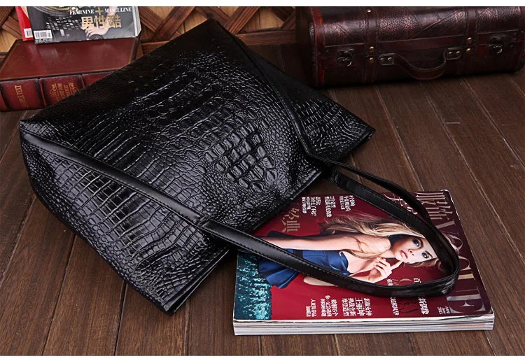 Crocodile Grain PU Leather Women Handbags Large Capacity Female Big Totes Woman Shoulder Bags Shopping Bag Bolsa Feminina