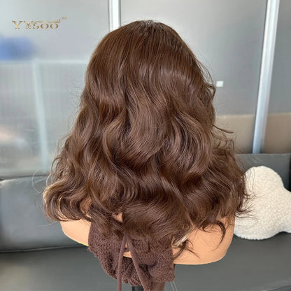 Pre PlucPre Plucked Hairline Glueless Heat Resistant Natural Wavy Future Fiber Synthetic Lacefront Wigs for Blakc Womens Daily