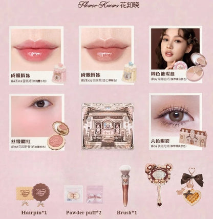 Flower Knows The Sweetie Bear 12 Parts Makeup Gift  Lip Glaze Blush Eye Shadow Concealer set Box