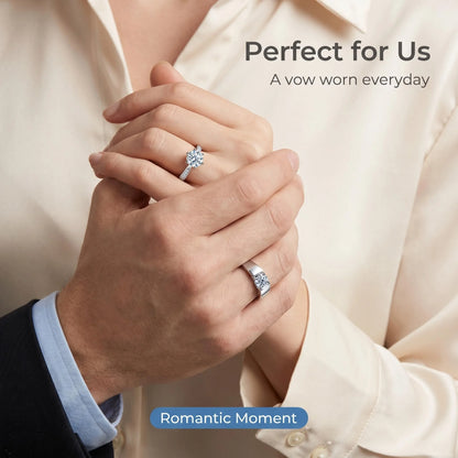 BJXMOSO Real Moissanite 925 Sterling Silver Couple Ring for Women Man Wedding Jewelry Engagement Imitation Diamond Fashion Gifts