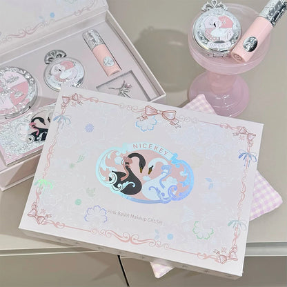 NICEKEY Makeup Sets Include 1*Lip Stain,1*Pressed Powder,1*Highlight Powder,1*Eyeshadow Palette With Necklace Gift Cosmetics Kit