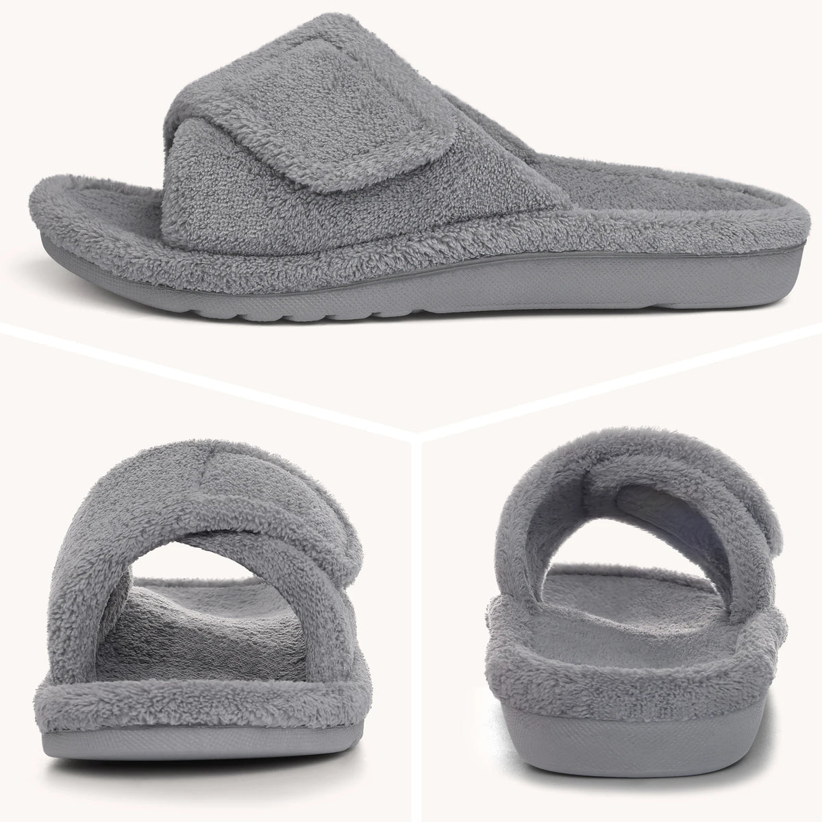 Kimdi Women's Orthopedic Slippers Winter Fur House Slippers Indoor Warm Open Toe Shoes with Arch Support Outdoor Antiskid Shoes