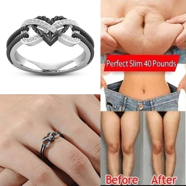 Black Rose Gold Color Heart Rings for Women Weight Loss Ring Magnetic Therapy Ring Yoga Energy Valentine's Day Birthday Gift