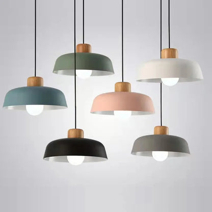 Nordic Wood Aluminum Pendant Lights Modern Hanging Lamps Kitchen Living Room Chandelier Lighting E27 LED Loft Lampara De Techo
