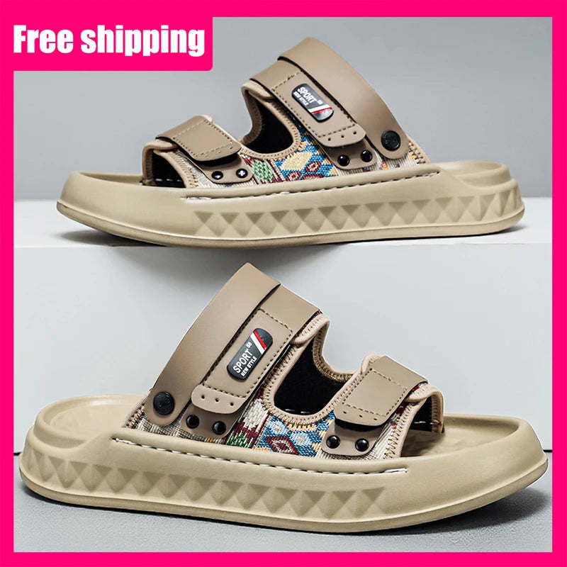 Men Sandals Summer Classic Open Toed Breathable Odor Proof Soft Thick Soled Non Slip Light Water Hiking Beach Slippers for Men