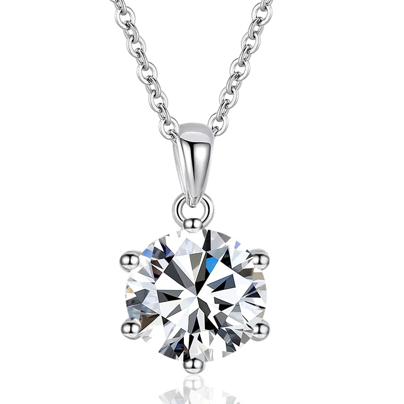 NeeTim 1ct 2ct 4ct Moissanite Necklace For Women 925 Sterling Silver Lab Diamond with Gold Plated Pendant Wedding Party Jewelry