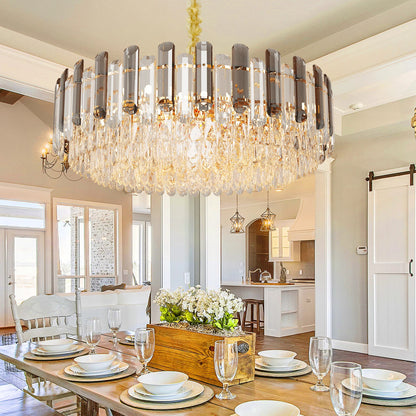 Modern K9 Crystal Chandelier Round Ceiling Fixtures Pendant Lights Living Room Bedroom