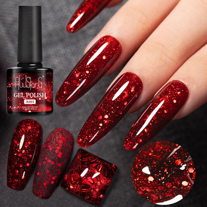 7.5ml Golden Light  Magnetic Gel Golden Gems Magnetic Gel Nail Polish Cat Nail Sparkling Glitter Semi Permanent Varnish