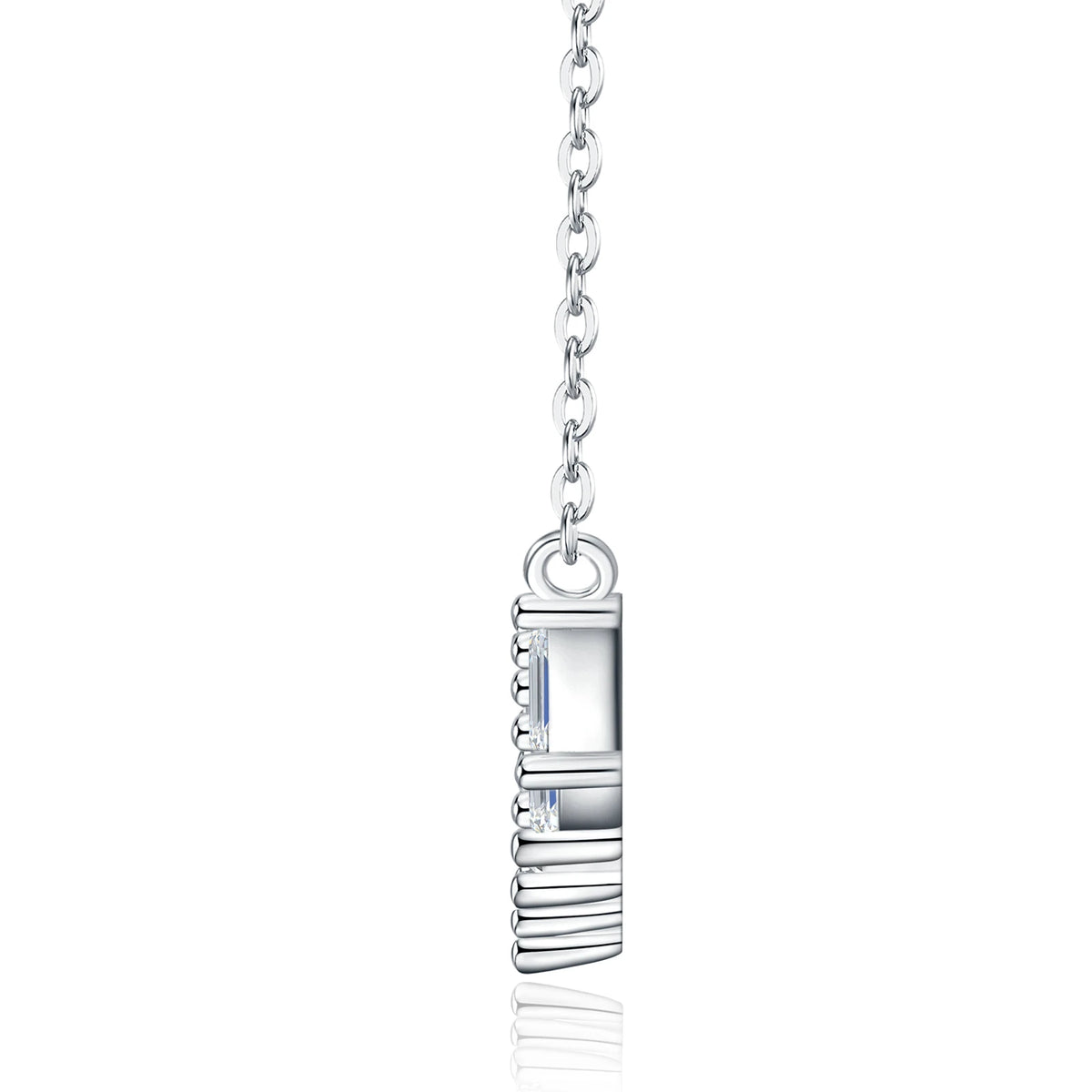 GRA Certified Moissanite Necklace 925 Sterling Silver, Baguette Cut V-Shape Clavicle Chain D Color VVS1 Fine Jewelry