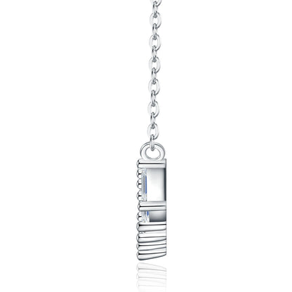 GRA Certified Moissanite Necklace 925 Sterling Silver, Baguette Cut V-Shape Clavicle Chain D Color VVS1 Fine Jewelry